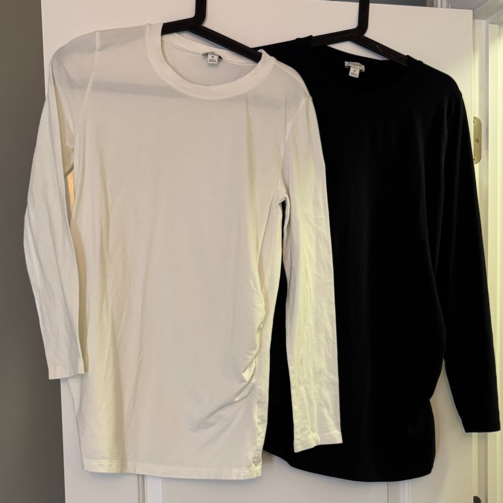 J. Crew Black and White Long Sleeve Maternity Shirts Like New Medium